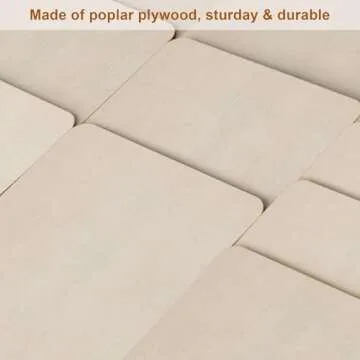 Fuyit Unfinished Wood Pieces, 50Pcs 5 x 5 Inch Blank Natural Wood Square Wooden Cutouts Board for DIY Crafts Painting, Scrabble Tiles, Coasters, Decoration