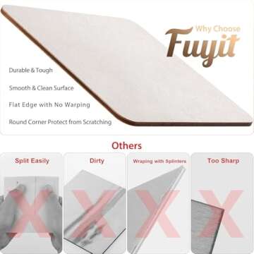 Fuyit Unfinished Wood Pieces, 50Pcs 5 x 5 Inch Blank Natural Wood Square Wooden Cutouts Board for DIY Crafts Painting, Scrabble Tiles, Coasters, Decoration