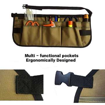 BOJECHER Garden Tool Waist Apron - Professional Heavy Duty Waist Work Apron with 13 Pockets, Fully A...