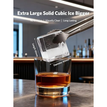 Electactic 1.6" Large Cube Ice Maker Countertop-Produces 9 Crystal Clear Cubic Ice per Hour,24H Time...