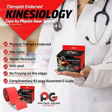 Physix Gear Kinesiology Tape - Waterproof, Durable & Comfortable