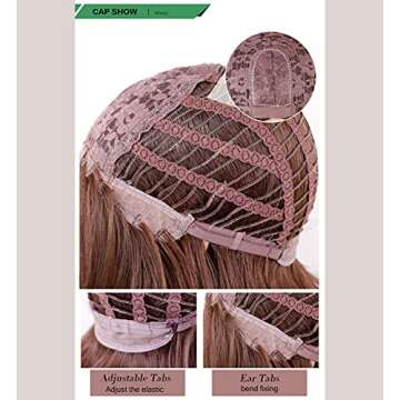 LANOVA Medium Brown Short Wig with Bangs for Women