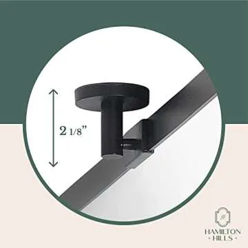 Hamilton Hills Wall-Mounted Vanity Mirror - Frameless Adjustable Rectangle Bathroom Mirror with Brushed Gold Brackets - Pivoting Tilting Mirror for Modern Decor - 24 x 36 Inch - Black