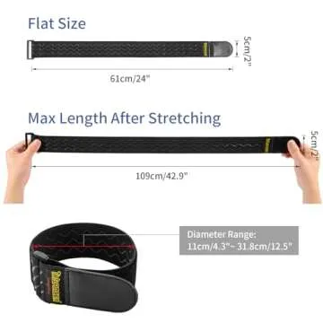 Trilancer Elastic Cinch Straps with Anti-Slip Strips, 24 "x 2" (4 Pack) Multipurpose Hook and Loop Bundling Straps for Hose, Cords, Bike, Luggage, Camping, Yoga Mats