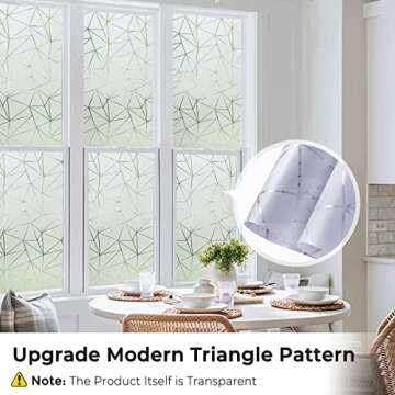 Coavas Window Privacy Film, Frosted Glass Static Cling, Decorative for Bathroom Door Covering, UV Blocking Window Cling, Non-Adhesive Vinyl Sticker, Day and Night Window Tint for Home,17.5x78.7 inches
