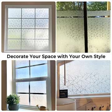 Coavas Window Privacy Film, Frosted Glass Static Cling, Decorative for Bathroom Door Covering, UV Blocking Window Cling, Non-Adhesive Vinyl Sticker, Day and Night Window Tint for Home,17.5x78.7 inches