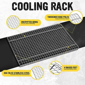 Utopia Kitchen 02 Pack Cooling Racks for Baking Stainless Steel Wire Cookie Rack Fits Jelly Roll Sheet Pan Oven Safe for Cooking Roasting Grilling 8 x 11.75 Inches