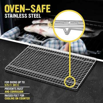 Utopia Kitchen 02 Pack Cooling Racks for Baking Stainless Steel Wire Cookie Rack Fits Jelly Roll Sheet Pan Oven Safe for Cooking Roasting Grilling 8 x 11.75 Inches