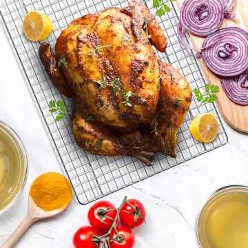 Utopia Kitchen 02 Pack Cooling Racks for Baking Stainless Steel Wire Cookie Rack Fits Jelly Roll Sheet Pan Oven Safe for Cooking Roasting Grilling 8 x 11.75 Inches