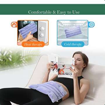 Romfox Microwavable Heating Pad for Pain Relief, Moist Heat for Cramps, Muscles, Joints, Back, Neck and Shoulders, Heat Compress Pillow, for Both Hot and Cold Therapy (Purple - Lavender Scented)