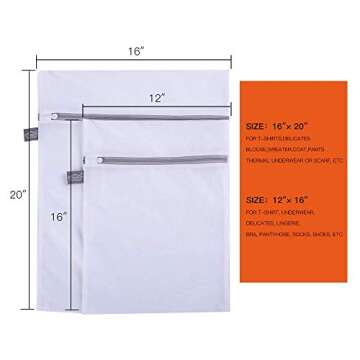 Kimmama Laundry Bag Mesh Wash Bags, Washing Machine Wash Bag, Net Washer Sack with Zipper, Dryer Pou...