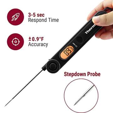 ThermoPro Digital Meat Thermometer, Instant Read & Backlight for BBQ & Kitchen Cooking