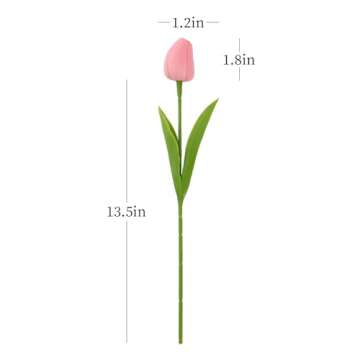 ucky Pink Artificial Flowers - 20 Pcs Fake Tulips, Realistic Touch Spring Summer Fake Flowers, for H...