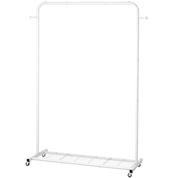 Sywhitta Rolling Clothes Rack with Bottom Shelf for Easy Storage