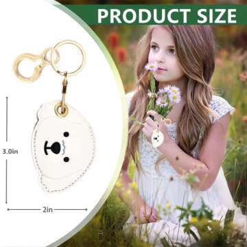 BORKUANA Leather Keychain Holder Case Compatible with Apple AirTag, Cute Protective Air Tag Cover Wi...