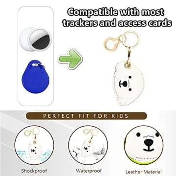 BORKUANA Leather Keychain Holder Case Compatible with Apple AirTag, Cute Protective Air Tag Cover With Keychain Ring, Anti-Scratch Finder GPS Tracker Case for Wallet Keys(Dogs)