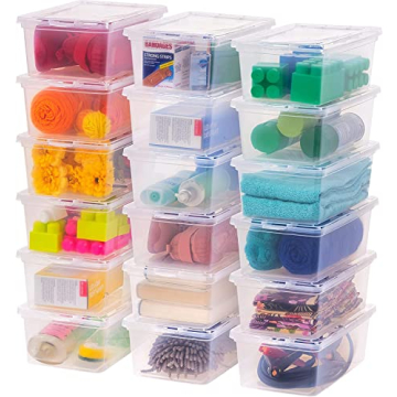 IRIS USA 7 Qt Clear Storage Box, BPA-Free Plastic Stackable Bin with Lid, 18 Pack, Containers to Org...