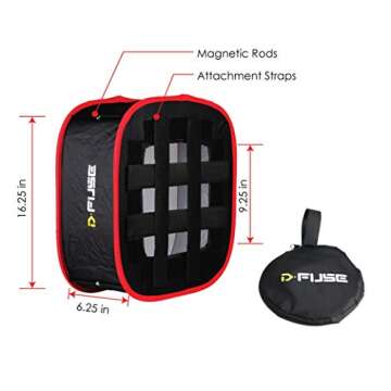 Kamerar D-Fuse Medium LED Light Panel Softbox: 9.25"x9.25" Opening, Foldable Portable Light Diffuser...