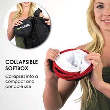 Kamerar D-Fuse Medium LED Light Panel Softbox: 9.25"x9.25" Opening, Foldable Portable Light Diffuser, Carrying Bag, Strap Attachment, Portrait Photography, Photo Video, Studio Lighting, Natural Look