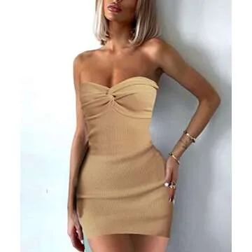 Stylish ROAONOCOMO Strapless Mini Tube Dress for Women