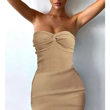 Stylish ROAONOCOMO Strapless Mini Tube Dress for Women