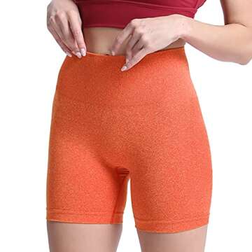 Aoxjox Contour Seamless Shorts for Women High Waist Workout Gym Pro Biker Booty Running Yoga Short 5" (Burnt Orange Marl, X-Small)