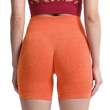 Aoxjox Contour Seamless Shorts for Women High Waist Workout Gym Pro Biker Booty Running Yoga Short 5" (Burnt Orange Marl, X-Small)