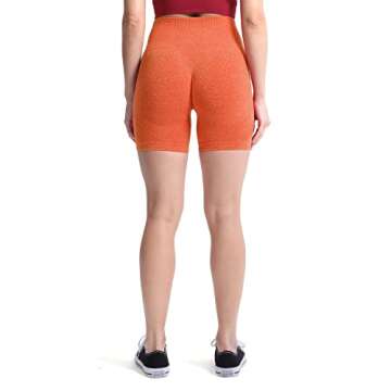 Aoxjox Contour Seamless Shorts for Women High Waist Workout Gym Pro Biker Booty Running Yoga Short 5" (Burnt Orange Marl, X-Small)