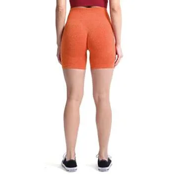 Aoxjox Contour Seamless Shorts for Women High Waist Workout Gym Pro Biker Booty Running Yoga Short 5" (Burnt Orange Marl, X-Small)