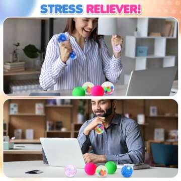 6 Set Squishy Sensory Stress Squeezing Balls for Adults: Best Calming Tool to Relieve Anxiety, Vent Mood and Improve Focus, Fun Fidgets for Student Classroom, Easter Gifts for Kids