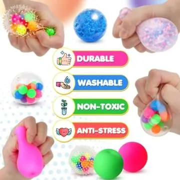 6 Set Squishy Sensory Stress Squeezing Balls for Adults: Best Calming Tool to Relieve Anxiety, Vent Mood and Improve Focus, Fun Fidgets for Student Classroom, Easter Gifts for Kids