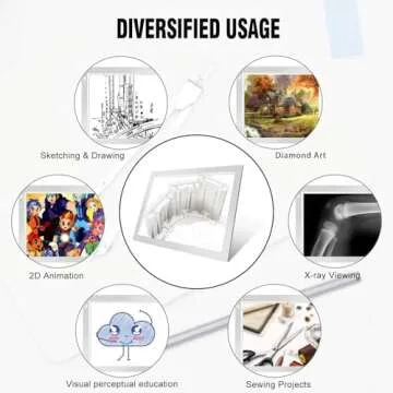 Silver A4 Dimmable LED Artcraft Light Box Tracer Slim Light Pad Portable Tablet, USB Power Cable Copy Drawing Board Tracing Table for Artists Designing, Animation, Sketching, Stenciling X-ray Viewing