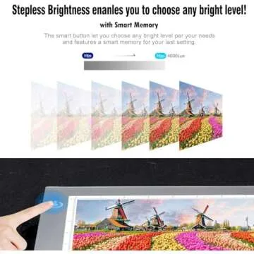 Silver A4 Dimmable LED Artcraft Light Box Tracer Slim Light Pad Portable Tablet, USB Power Cable Copy Drawing Board Tracing Table for Artists Designing, Animation, Sketching, Stenciling X-ray Viewing