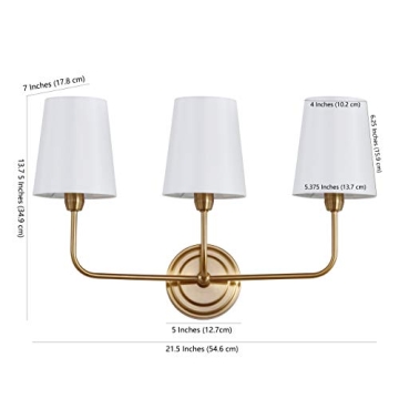 SAFAVIEH Sawyer 3-Light Brass Gold Sconce with LED Bulbs