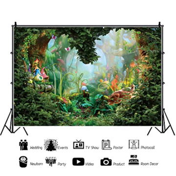 OERJU 10x8ft Enchanted Forest Backdrop for Kids Parties