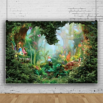 OERJU 10x8ft Enchanted Forest Backdrop for Kids Parties