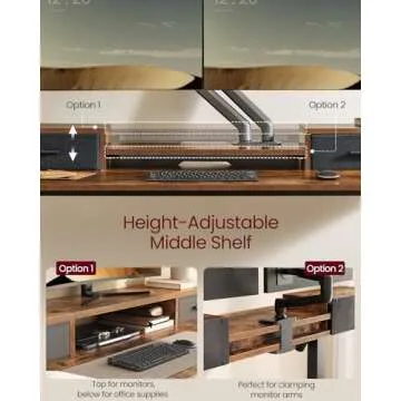 VASAGLE Electric Standing Desk with LED Lights and Drawers