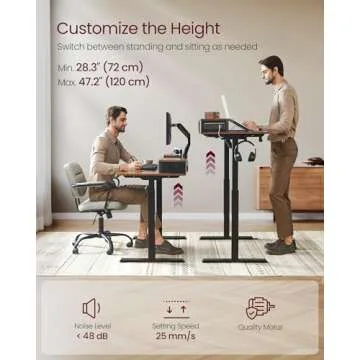 VASAGLE Electric Standing Desk with LED Lights and Drawers