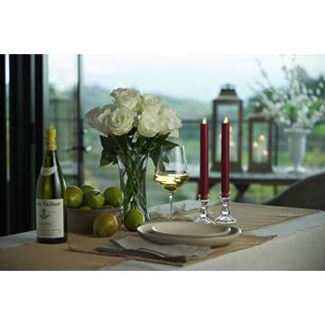 Luminara Set of 2 Moving Flame LED Taper (1x9.75), Flameless Candle, Melted Edge, Smooth Wax, Unscen...