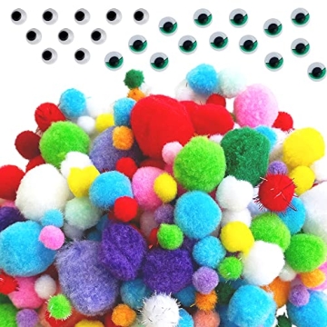 EpiqueOne 2100-Piece Arts & Craft Supplies Set | Colorful Pom Poms & Googly Eyes for DIY Projects