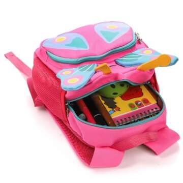 Pumtus Cute Toddler Backpack with Harness Leash, 3D Carton Animal School Bag, Mini Preschool Lunch Boxes Carry Bag, Kids Backpack with Anti Lost Wrist Link for Walking, Travel, Baby, Child