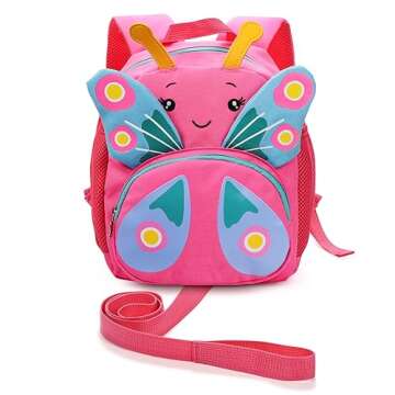 Pumtus Cute Toddler Backpack with Harness Leash, 3D Carton Animal School Bag, Mini Preschool Lunch Boxes Carry Bag, Kids Backpack with Anti Lost Wrist Link for Walking, Travel, Baby, Child