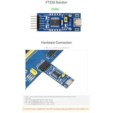 FT232 USB to UART (TTL) Communication Module, USB-C Connector, Compatible 3.3V/5V Logic Level, Supports Mac OS, Linux, Android, Wince, Windows 7/8/8.1/10/11...