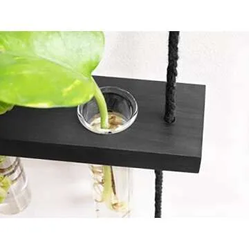Mkono Plant Propagation Tubes, 3 Tiered Wall Hanging Plant Terrarium with Wooden Stand Mini Test Tube Flower Vase Glass Planter for Hydroponic Plant Cutting Home Garden Office Decor Plant Lover Gift