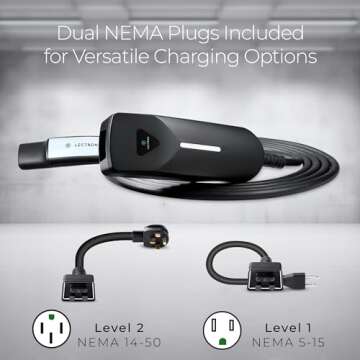 Lectron Level 1/2 (12A & 40A) Tesla NACS Portable EV Charger - Dual-Level Electric Vehicle Charging ...