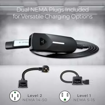 Lectron Level 1/2 (12A & 40A) Tesla NACS Portable EV Charger - Dual-Level Electric Vehicle Charging ...