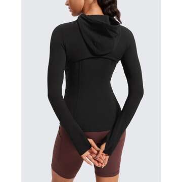 CRZ YOGA Butterluxe Women’s Hooded Workout Jacket – Stylish Athletic Zip-Up with Mesh Vent and T...