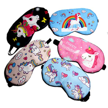 5Pcs Cute Unicorn Sleeping Mask for Girls Sleep Eye Cover Lightweight Blindfold Soft Eye Mask for Ki...
