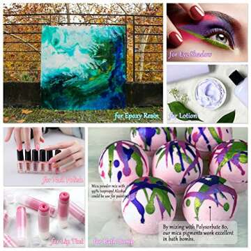 Epoxy Resin Color Pigment - 24 Color x 10g Mica Powder Epoxy Resin Dye - Cosmetic Grade Slime Coloring for Soap Making Supplies - Pure Soap Dye Colorant for Bath Bomb (24 Colors)