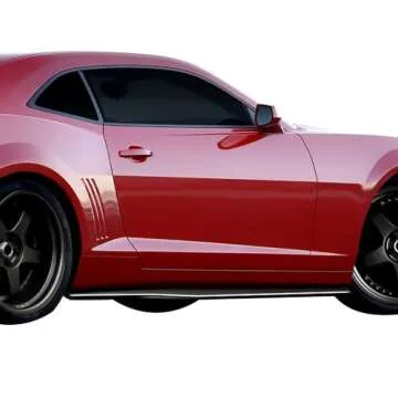 Side Skirts Compatible With 2010-2015 Chevy Camaro LS, LT, SS Only, Ikon Style Black PP Add On Sides...